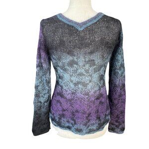 Theyskens Theory Mohair Blend Sweater Jewel Purple Blue Fuzzy Indie Grunge-L